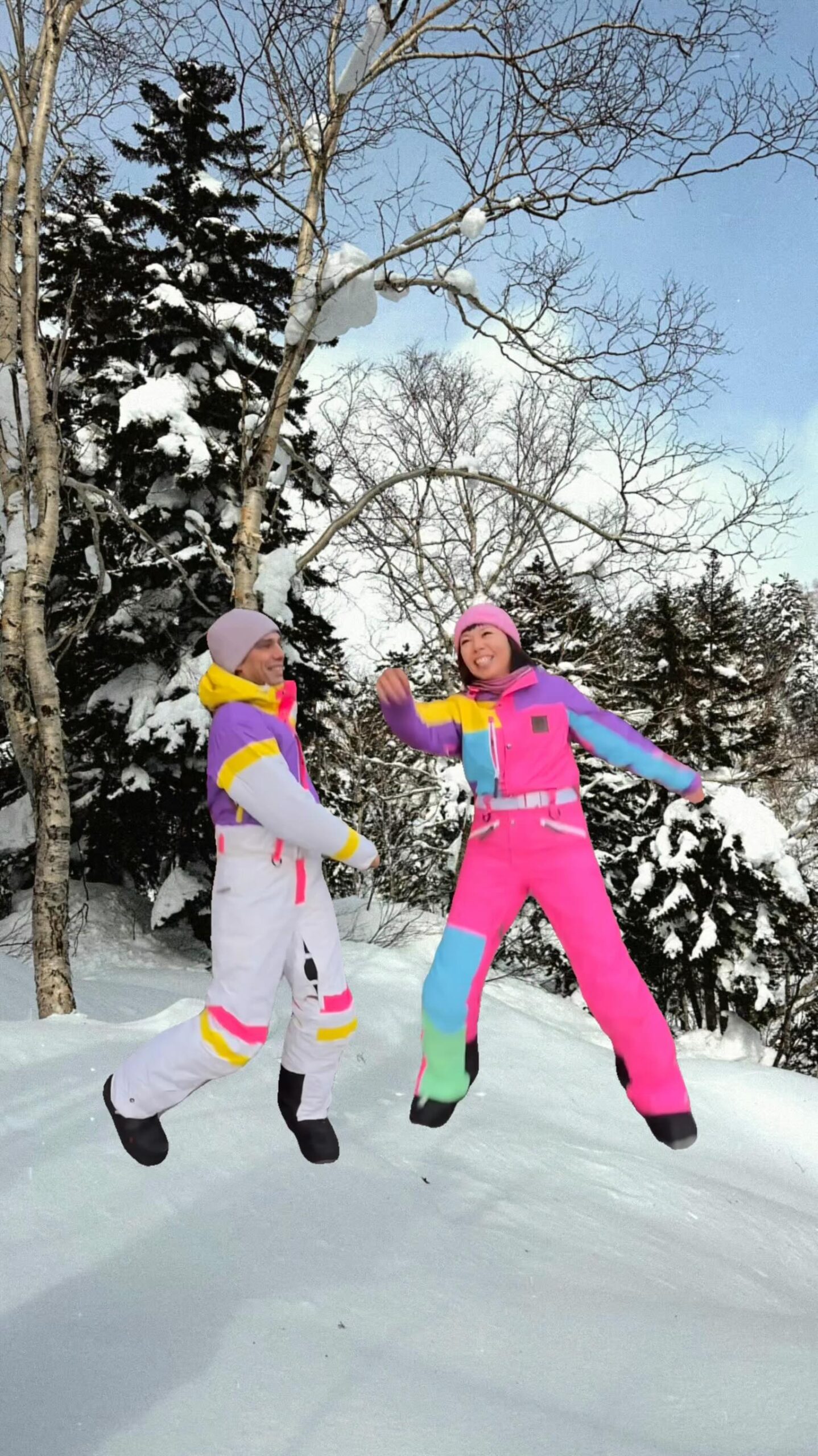 Our love language: matching ski suits and dance moves 🤪

Outfits by @oosc_clothing 

#skiseason #skisuits