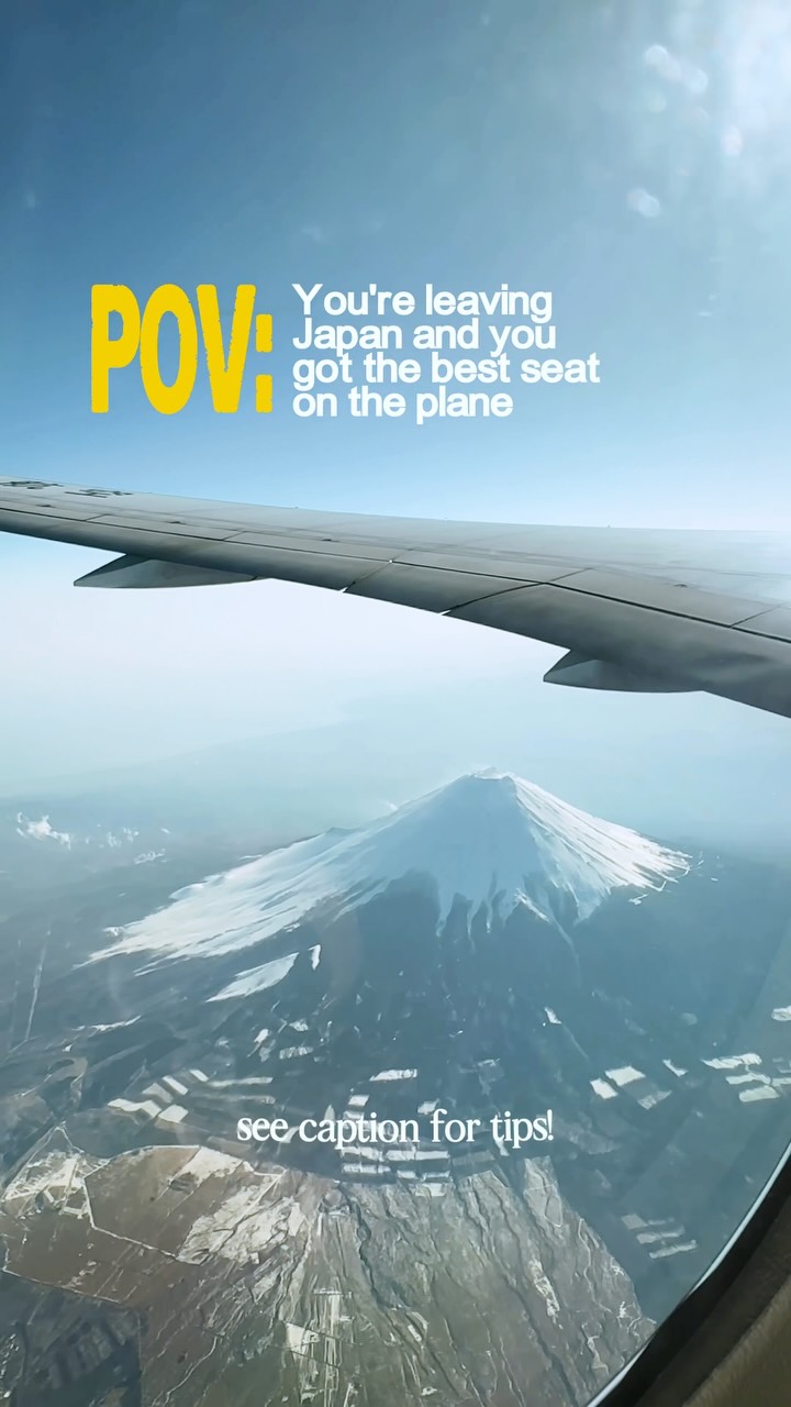 ✈️ Tips for seeing Mt Fuji from your plane window if you’re flying to/from Tokyo:

🪟 Get a window seat - make sure it’s not directly over the wing.

↔️ Don’t blindly follow the “west = right / east = left” advice! You’ll find loads of conflicting information online, because the side Fuji appears on depends on the actual flight path.

🗺️ MOST IMPORTANT: Check your specific flight path before choosing your seat. Compare your route using platforms such as Flightradar24, FlightAware, and FlightRadar.live. 

>> You can look up the same flight on previous days to see which route it typically takes. JAL’s Mt Fuji route guide can also be helpful. Keep in mind that the exact route may change depending on weather, air traffic, runway use, and other conditions.

❄️ Winter is a great time to try cos Fuji is usually snow-capped and the air tends to be clearer.

📍 Haneda is your best bet if seeing Fuji - there are several flight paths that pass relatively close to the mountain. Narita is farther away. 

I flew Haneda → Kuala Lumpur and happened to have a left-side window seat when this appeared underneath us. 🥹 
This was filmed in March. 

Save this for your next Japan trip! 🇯🇵

[Mount Fuji, Japan travel tips #japantraveltips ]