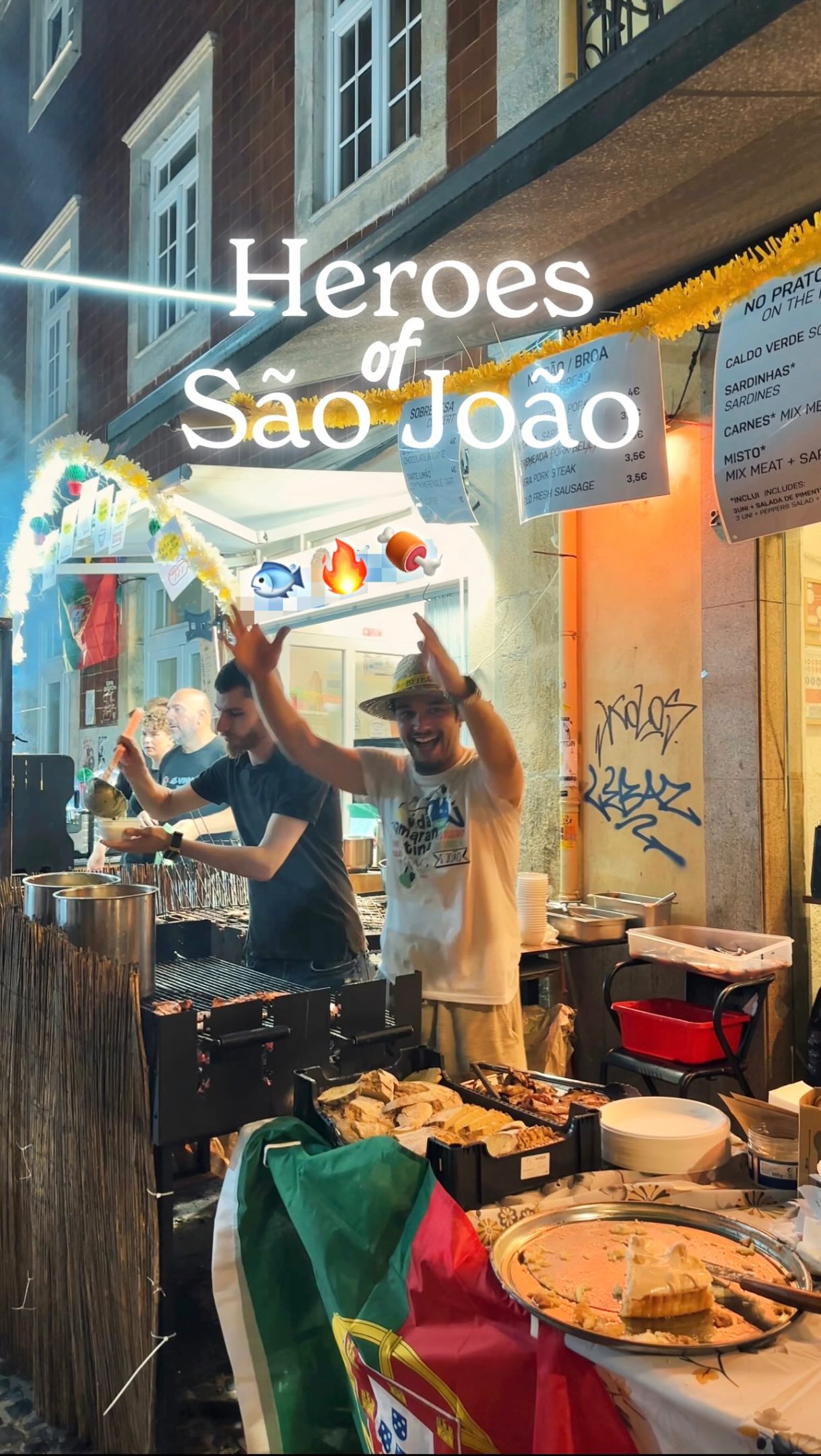 A little tribute to São João’s hardest workers - keeping the city fed during the best night of the year in Porto 🐟🔥🍖🎉

#saojoao2026 #sãojoao #portoportugal